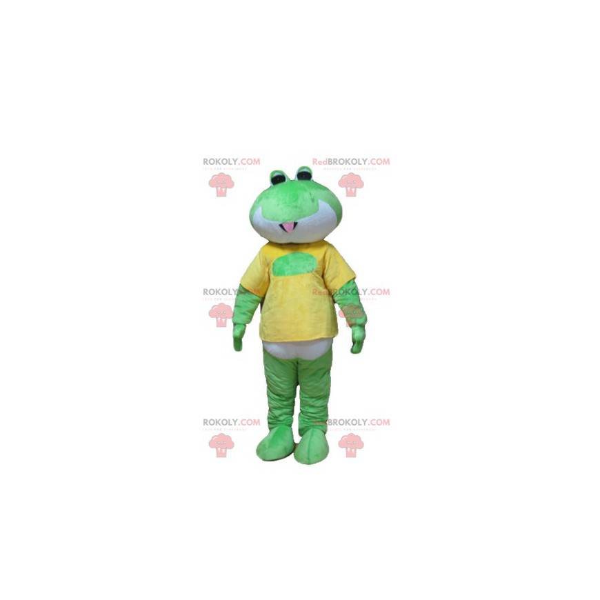 Mascotte de grenouille verte blanche et jaune - Redbrokoly.com