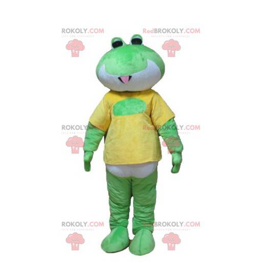 Mascotte de grenouille verte blanche et jaune - Redbrokoly.com