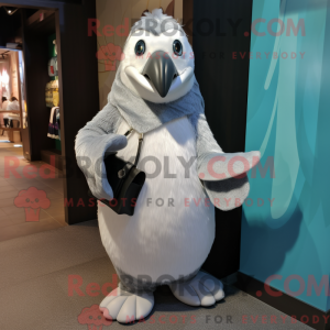 Sølv Penguin maskot kostyme...