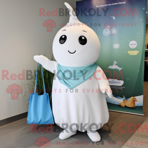Hvid Narhval maskot kostume...