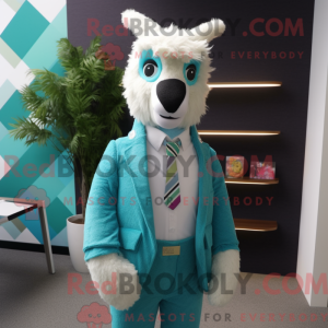 Cyan Lama maskot kostume...