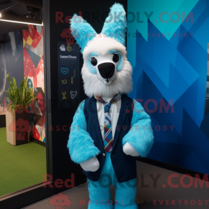 Cyan Llama mascot costume...