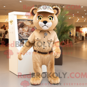 Beige Mountain Lion mascot...
