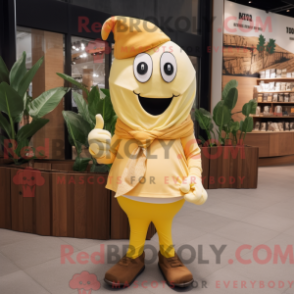 Fantasia de mascote de baa dourada com camisa de popeline e presilhas de cachecol - Mascotes de banana - RedBrokoly.com