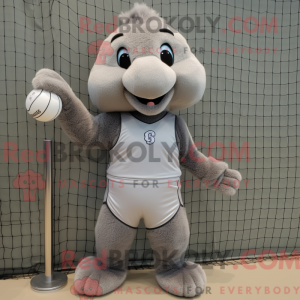 Grå Volleyball Net maskot...