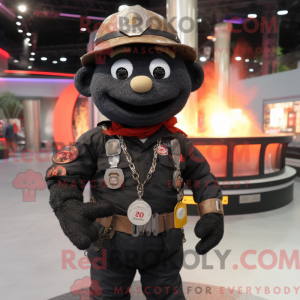 Sort Fire Fighter maskot...