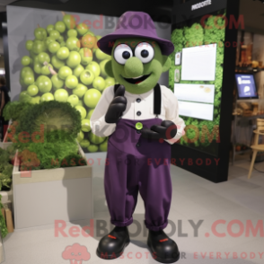 Fantasia de mascote de uva olive com macacão e óculos de leitura - Mascotes da uva - REBROKO_309187 - RedBrokoly.com