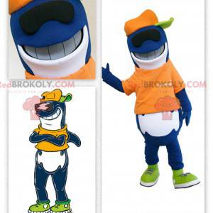 Blauwe en witte haai mascotte orka - Redbrokoly.com