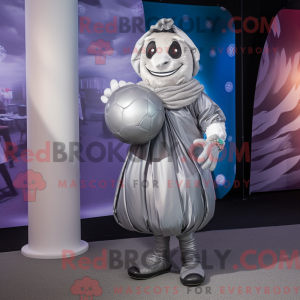 Silver Rugby Ball mascot...