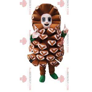 Mascota de cono de pino marrón. Disfraz de piña