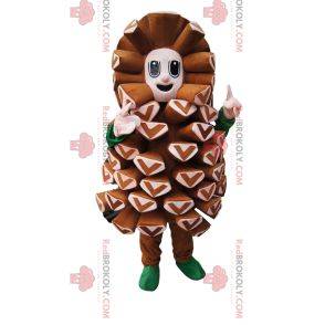 Mascota de cono de pino marrón. Disfraz de piña