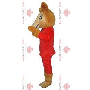 Camel mascot in red outfit
