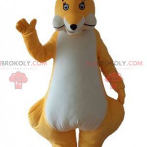 Mascotte de kangourou jaune et blanc original et mignon -