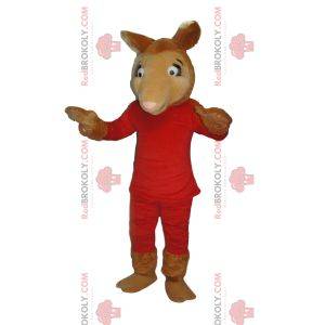 Camel mascot in red outfit