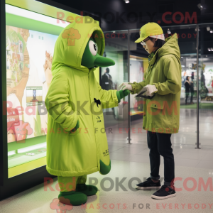 Fantasia de mascote Baa verde com parca e relógios - Mascotes Feijão Verde - REBROKO_309325 - RedBrokoly.com