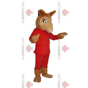 Mascotte de chamelle en tenue rouge