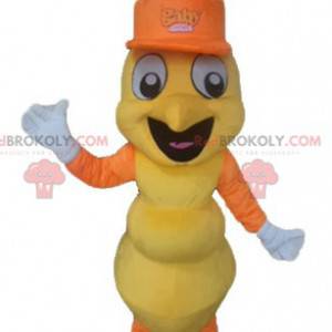 Very smiling yellow and orange ant insect mascot -