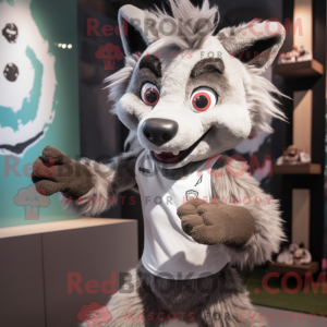 Gray Hyena mascot costume...