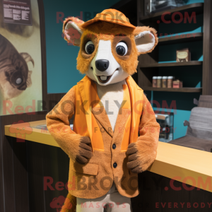 Orange Lemur maskot kostume...