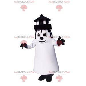 Mascotte del faro in bianco e nero. Costume da faro