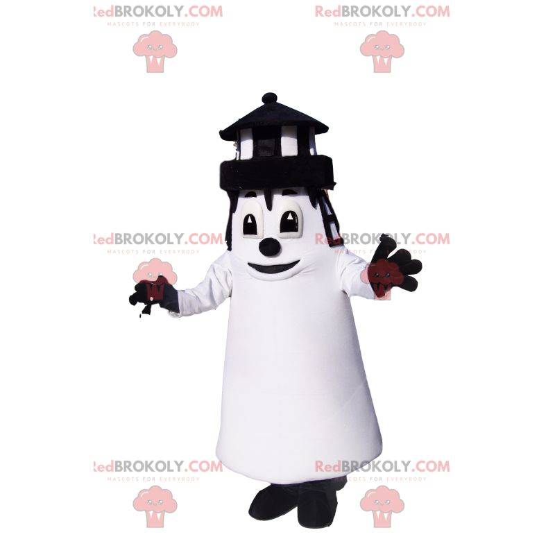 Black and white lighthouse mascot. Lighthouse costume