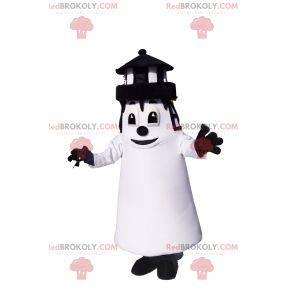 Mascotte de phare noir et blanc. Costume de phare