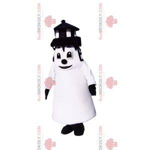 Mascotte del faro in bianco e nero. Costume da faro