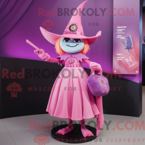 Roze heks mascottekostuum...