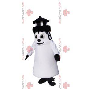 Mascotte de phare noir et blanc. Costume de phare