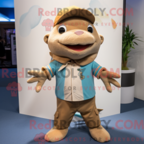Fantasia de mascote Tan Ray com bermuda e gorros - Mascotes Manta Ray - REBROKO_309509 - RedBrokoly.com