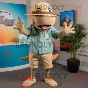 Fantasia de mascote Tan Ray com bermuda e gorros - Mascotes Manta Ray - REBROKO_309511 - RedBrokoly.com