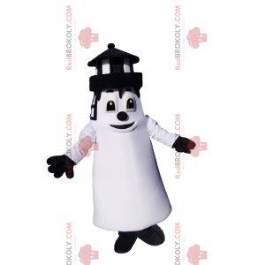 Mascotte de phare noir et blanc. Costume de phare