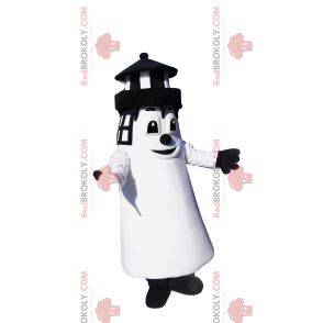 Mascotte de phare noir et blanc. Costume de phare