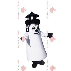 Mascotte del faro in bianco e nero. Costume da faro