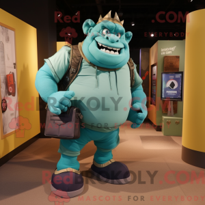 Teal Ogre mascottekostuum...