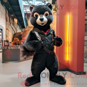 Svart Marten maskot drakt...