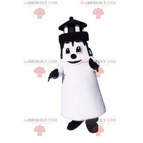 Mascotte de phare noir et blanc. Costume de phare