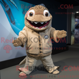 Beige Piranha maskot...