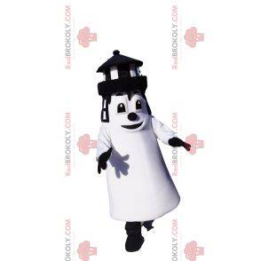 Mascotte de phare noir et blanc. Costume de phare