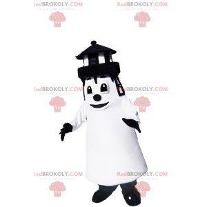 Mascotte del faro in bianco e nero. Costume da faro