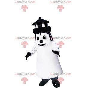 Mascotte de phare noir et blanc. Costume de phare