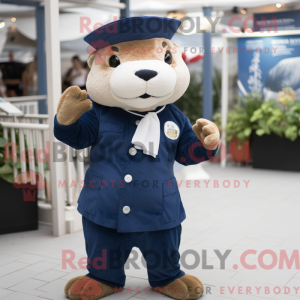 Navy Otter-maskotdraktfigur...