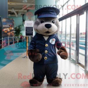 Navy Otter-maskotdraktfigur...