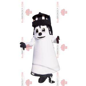 Mascotte de phare noir et blanc. Costume de phare