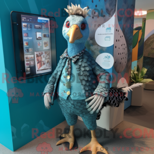Teal Guinea Fowl mascot...