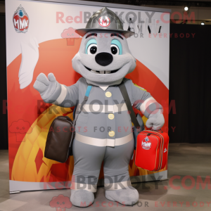 Grey Fire Fighter maskot...