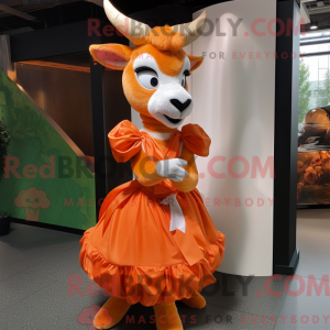 Orange ged maskot kostume...