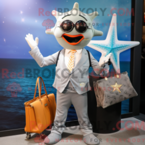 Fantasia de mascote Estrela-do-mar prateada com blazer e carteiras - Mascotes estrela do mar - REBROKO_309697 - RedBrokoly.com