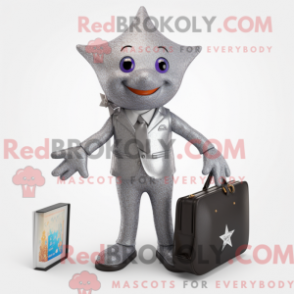 Fantasia de mascote Estrela-do-mar prateada com blazer e carteiras - Mascotes estrela do mar - REBROKO_309698 - RedBrokoly.com