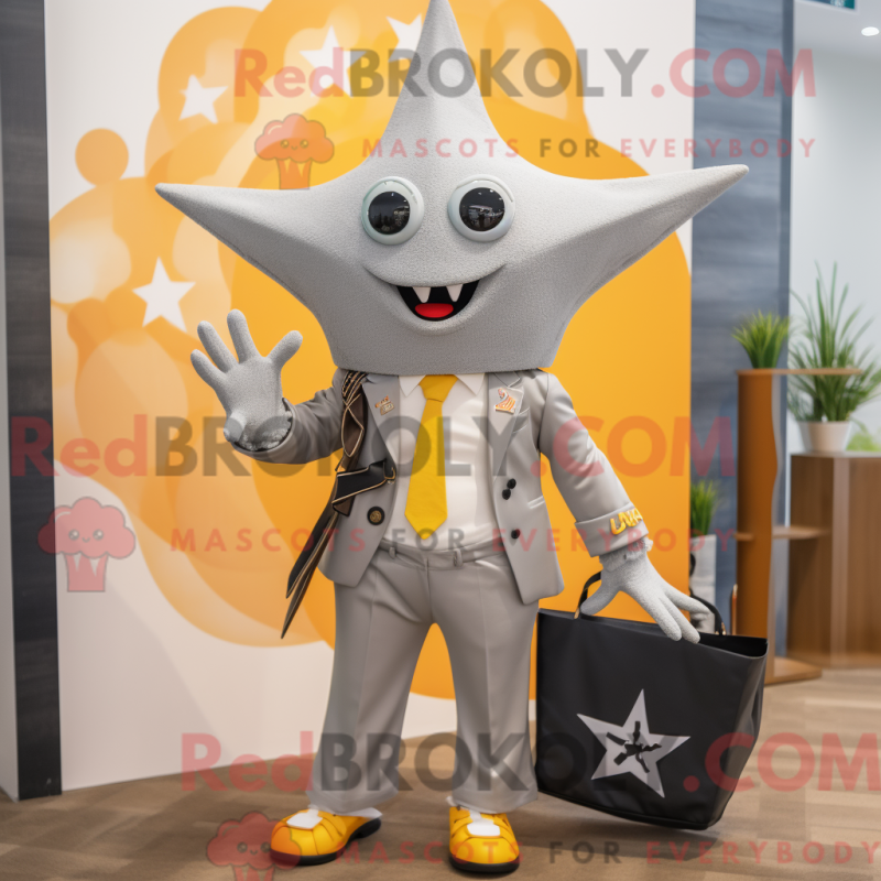Fantasia de mascote Estrela-do-mar prateada com blazer e carteiras - Mascotes estrela do mar - REBROKO_309699 - RedBrokoly.com